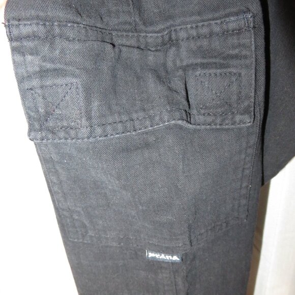 VTG Prana Black Cargo Pants Wide Leg Drawstring Cotton Women Small USA 1990s Y2k - Picture 12 of 13